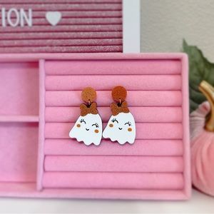 Pumpkin Spice Girly Ghost Girl Earrings NWT